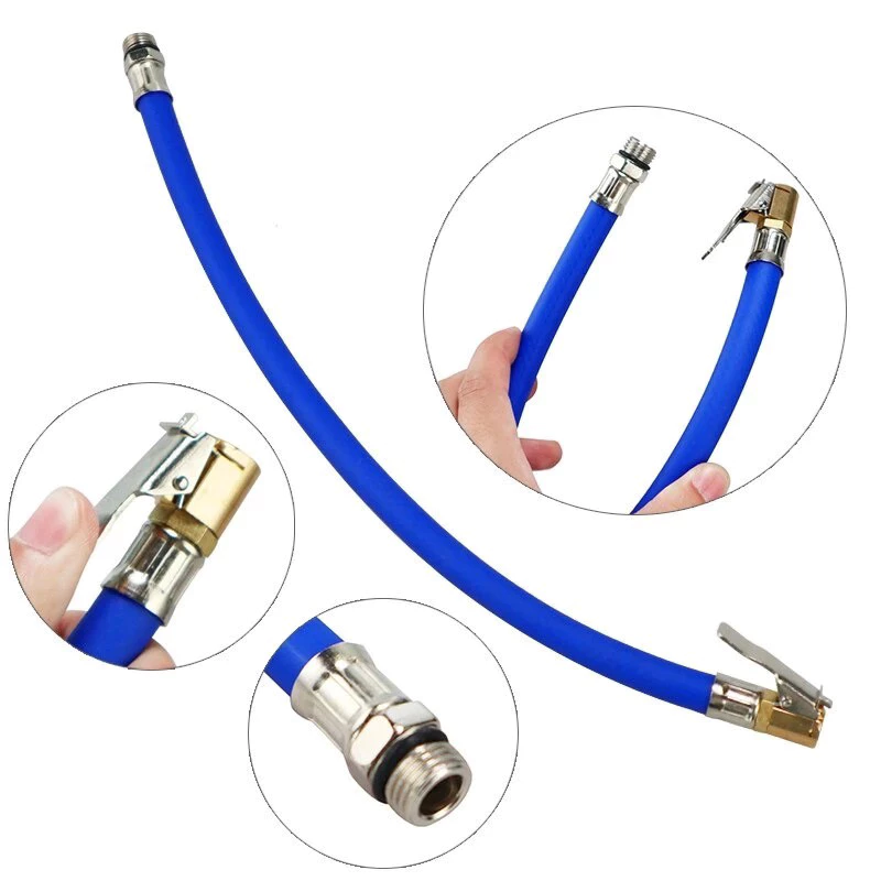 Dây bơm lốp ô tô, xe máy dạng đầu kẹp cao cấp, cực bền (màu xanh) - Dùng cho súng bơm lốp sử dụng khí nén