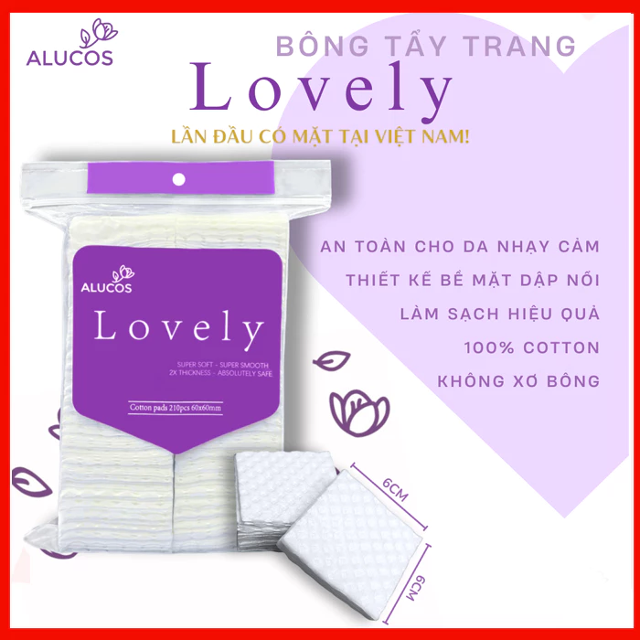 [Cao cấp] Bông tẩy trang Alucos Lovely bông dập nổi 6x6cm