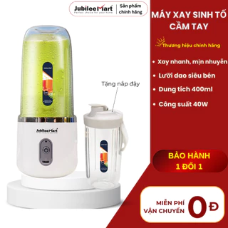 [TẶNG KÈM NẮP] Máy Xay Sinh Tố Jubilee Mart 400ML 10 Lưỡi Cầm Tay Sử Dụng Pin Sạc Cổng USB Tiện Dụng