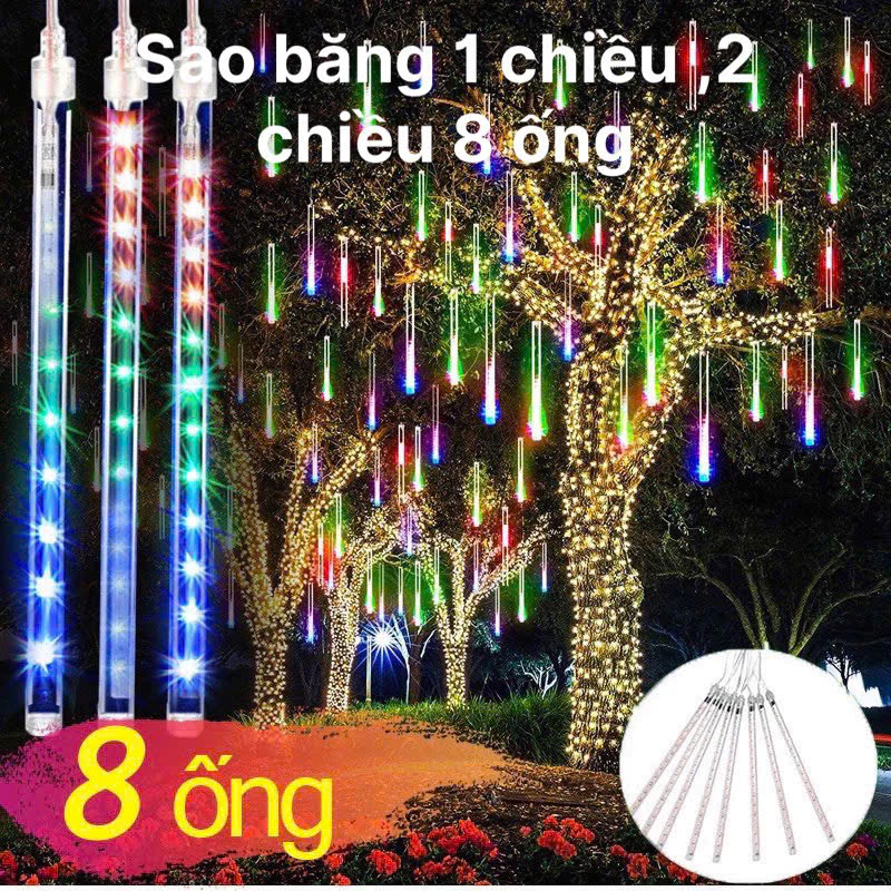 Đèn Led Sao Băng Đèn Thả 8 Ống 50cm Đủ Màu 1 Chiều, 2 Chiều Chạy Đuổi Trang Trí Cây Lễ Tết