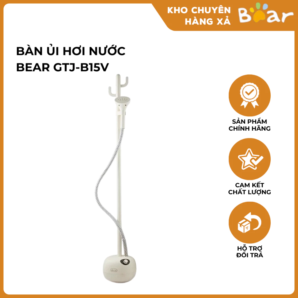 Bàn ủi hơi nước Bàn là cây Bear GTJ-B15V công suất 1500W, tự làm sạch, dùng cho mọi loại vải, dung tích 1.5L