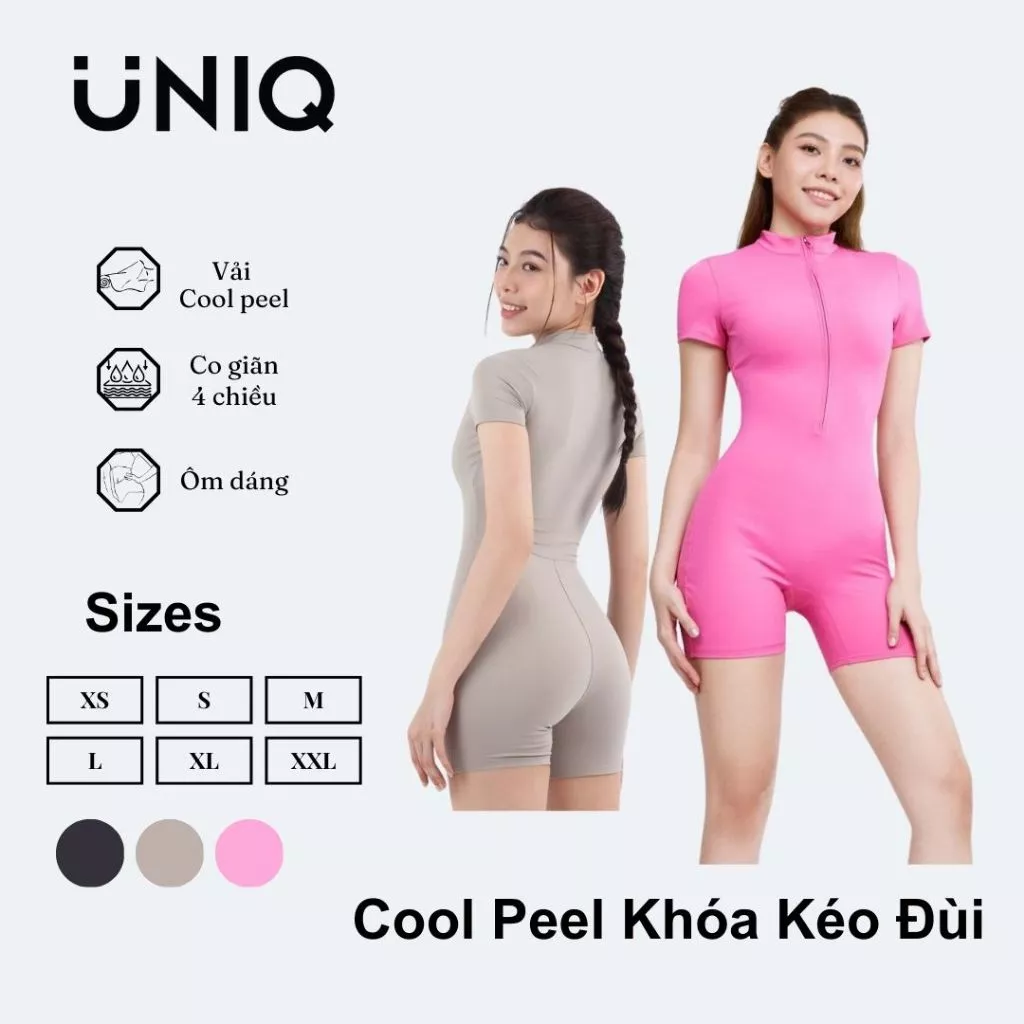 Jumpsuit Đùi Gym Yoga Nữ UNIQ Cool Peel Khóa Kéo
