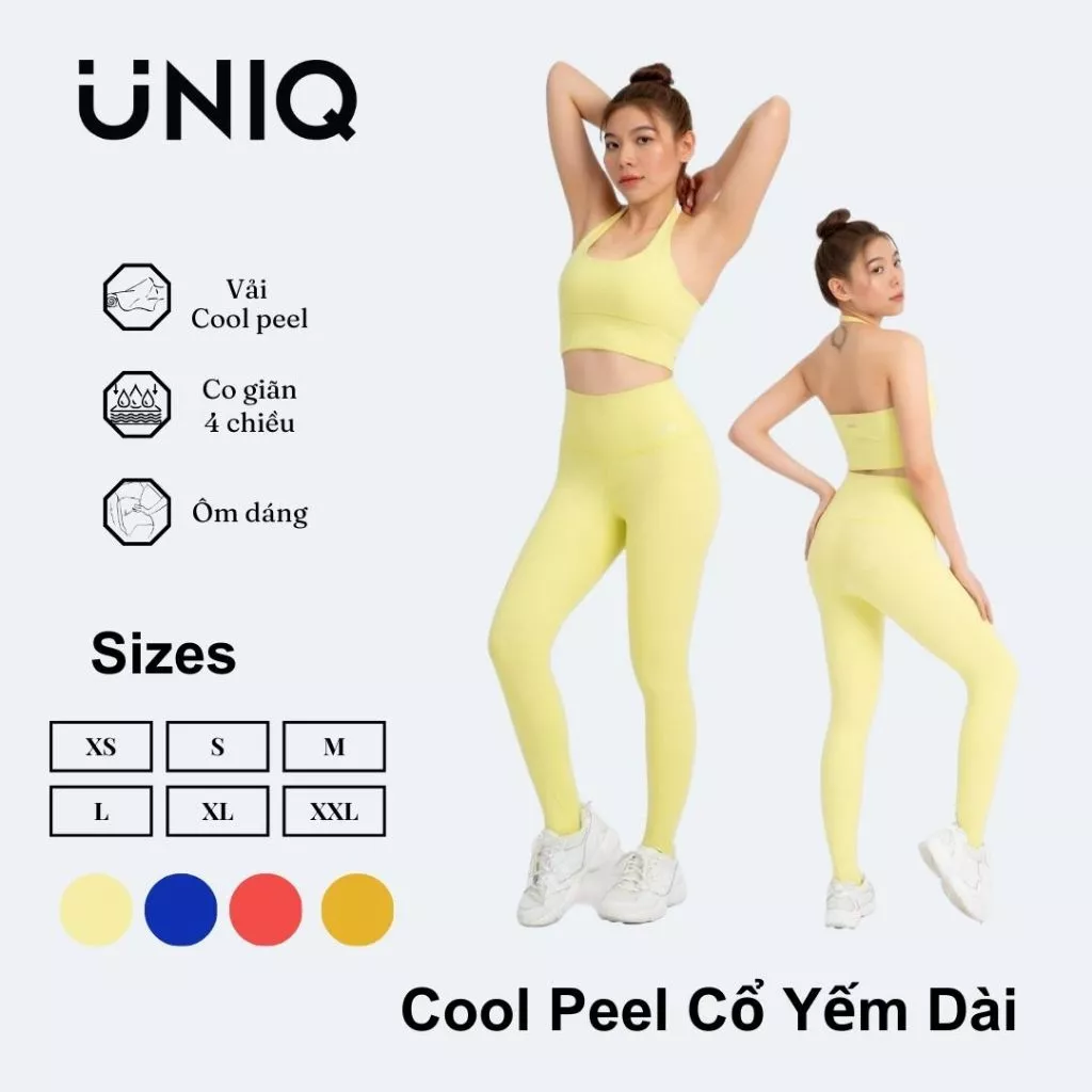 Bộ Đồ Tập Gym Yoga Nữ UNIQ Cool Peel - Áo Cổ Yếm & Quần Legging Cạp Vừa