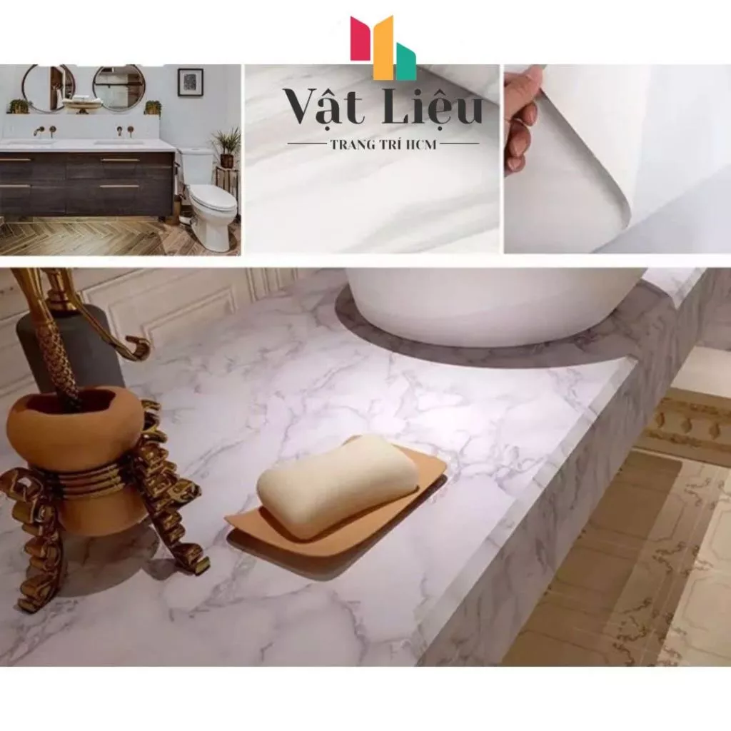 Giấy dán bếp decal giả vân đá 3D/ Giấy dán tường chịu nhiệt chống nước chống dầu mỡ
