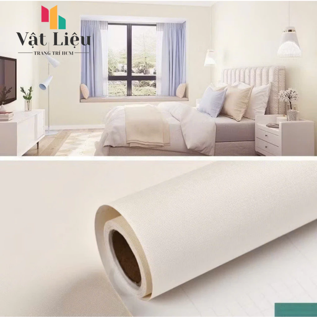 10m Giấy dán tường một màu pastel PE Vàng_rộng 45cm decal dán tường màu trơn pastel có keo sẵn
