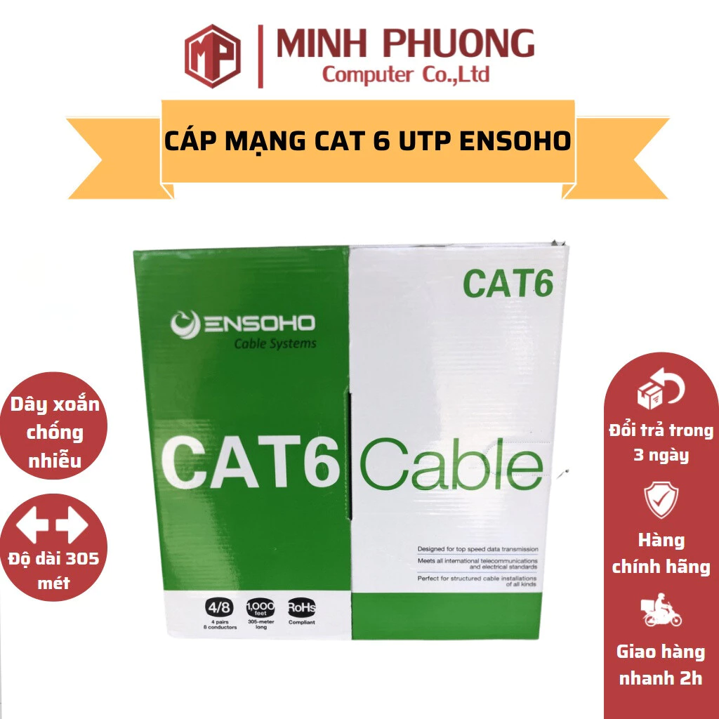 Cáp mạng CAT6 UTP Ensoho - Hàng chính hãng Anh Ngọc phân phối