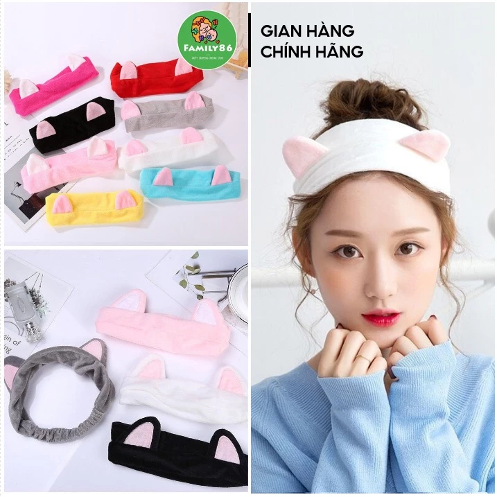 Băng Đô Rửa Mặt, Băng Đô Cài Tóc Tai Mèo Nữ Dễ Thương Cute - Bờm Rửa Mặt Thời Trang Hàn Quốc