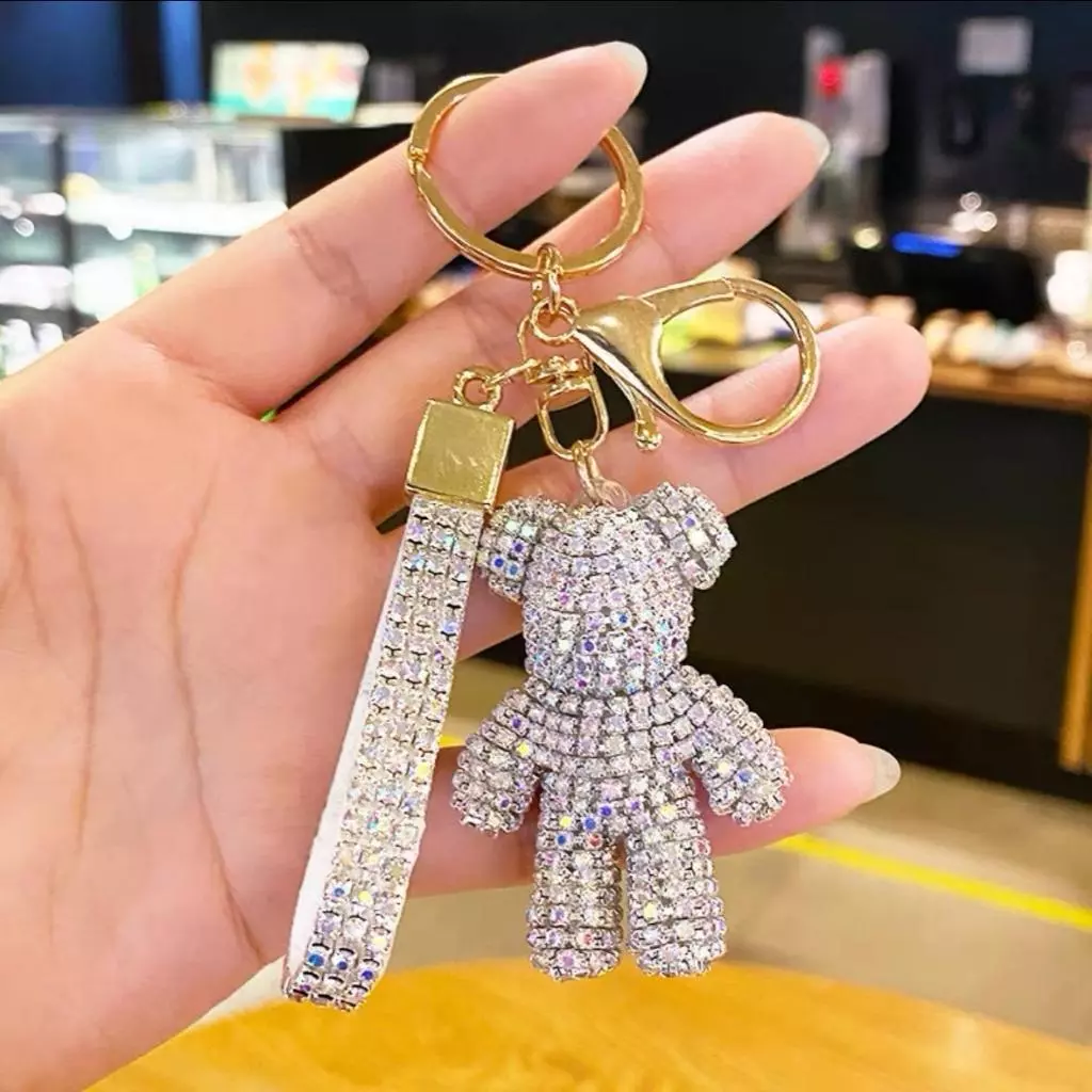 Móc khóa gấu Bear đính đá cao cấp thời trang, treo túi xách dễ thương - Phụ kiện chìa khóa, túi xách nữ