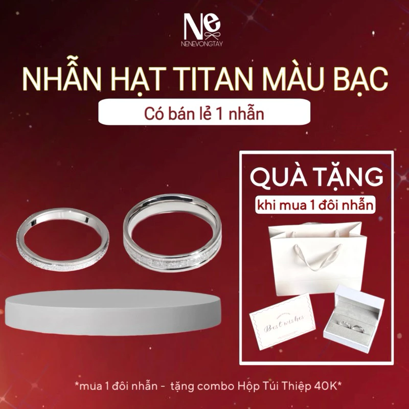 Nhẫn đôi Hạtt nene thép ko rỉ ảnh thật, Nhẫn phụ kiện thời trang nam nữ - nhẫn cặp