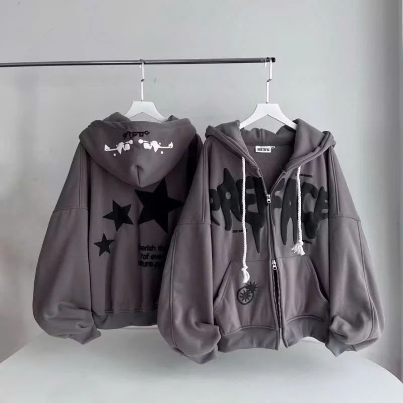 ÁO KHOÁC HOODIE NỈ NÓN TO 2 LỚP VẢI CHÍNH FORM RỘNG DỄ MẶC THOÁNG MÁT IN CHỮ PREFACE NỔI BẬT PHÙ HỢP THỜI TRANG