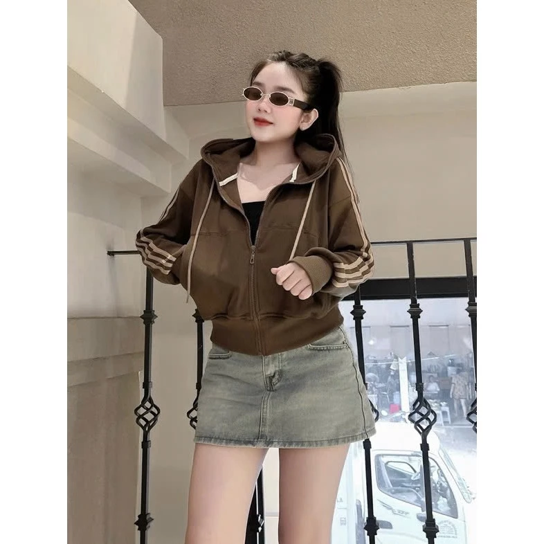 ÁO KHOÁC NỈ PHỐI VIỀN CẦU VỒNG CÓ NÓN PHONG CÁCH TRẺ TRUNG CÁ TÍNH DỄ MẶC PHÙ HỢP THỜI TRANG