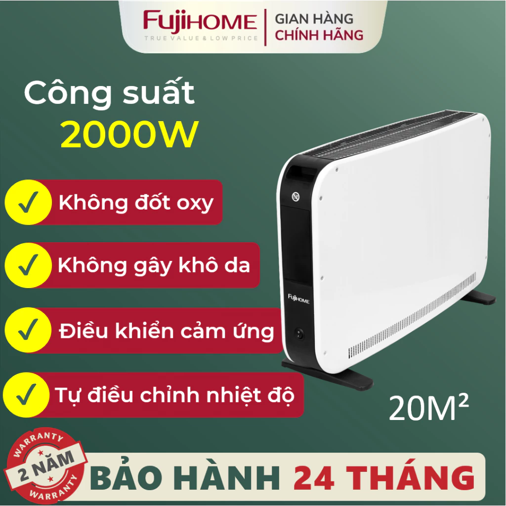 Máy sưởi ấm Nhập Khẩu không khô da FUJIHOME, lò quạt sưởi phòng phun sương tiết kiệm điện mini