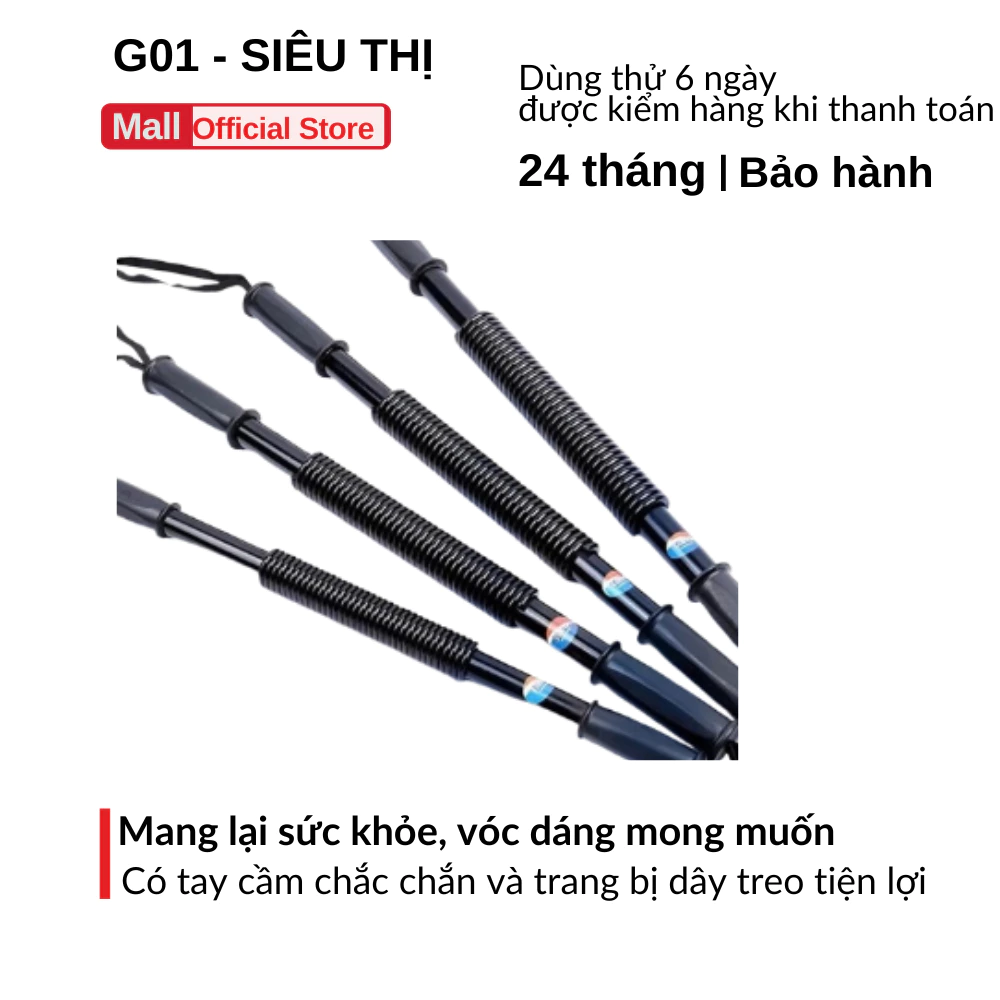 Gậy bẻ lò xo tập cơ tay vai ngực bắp tay thép chống rỉ gọn nhẹ có thể mang đi lại bất kỳ nơi đâu