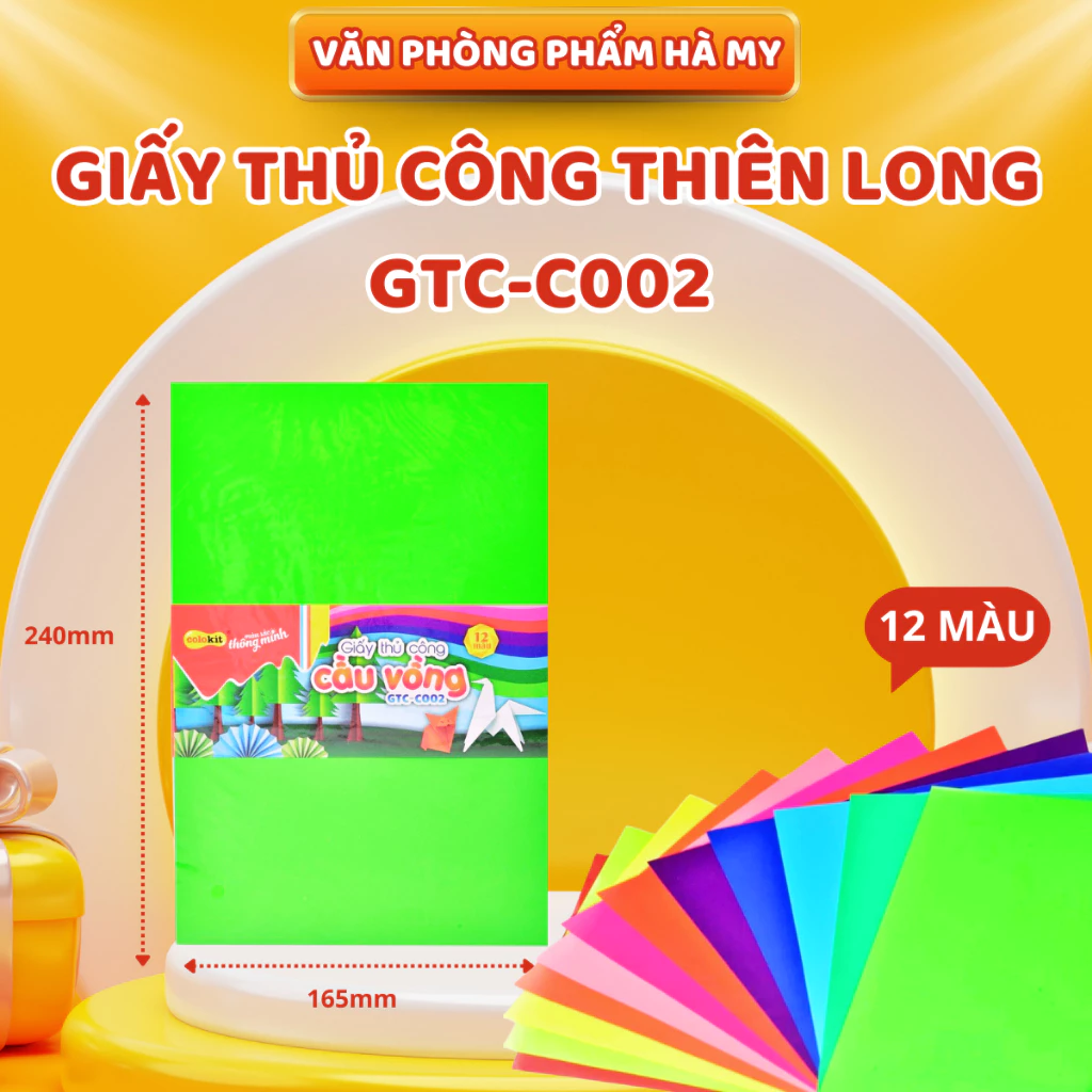 Giấy Thủ Công Colokit 12 Màu Thiên Long GTC-C002 Khổ 24cm Không Keo