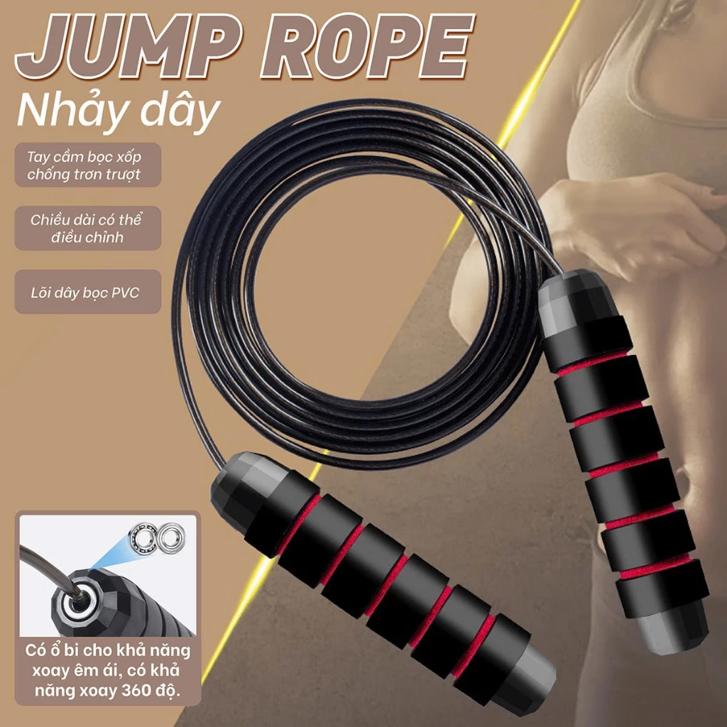 JR100/200 ĐỎ Dây Nhảy Thể Lực Đàn Hồi, Hỗ Trợ Luyện Tập Thể Dục tại nhà bọc nhựa PVC cao cấp