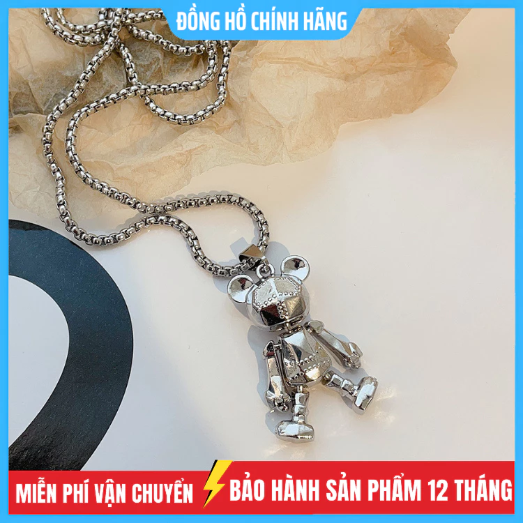 Vòng cổ Thép Titan Mặt Hình Gấu Phong Cách Hip Hop Cho Cặp Đôi