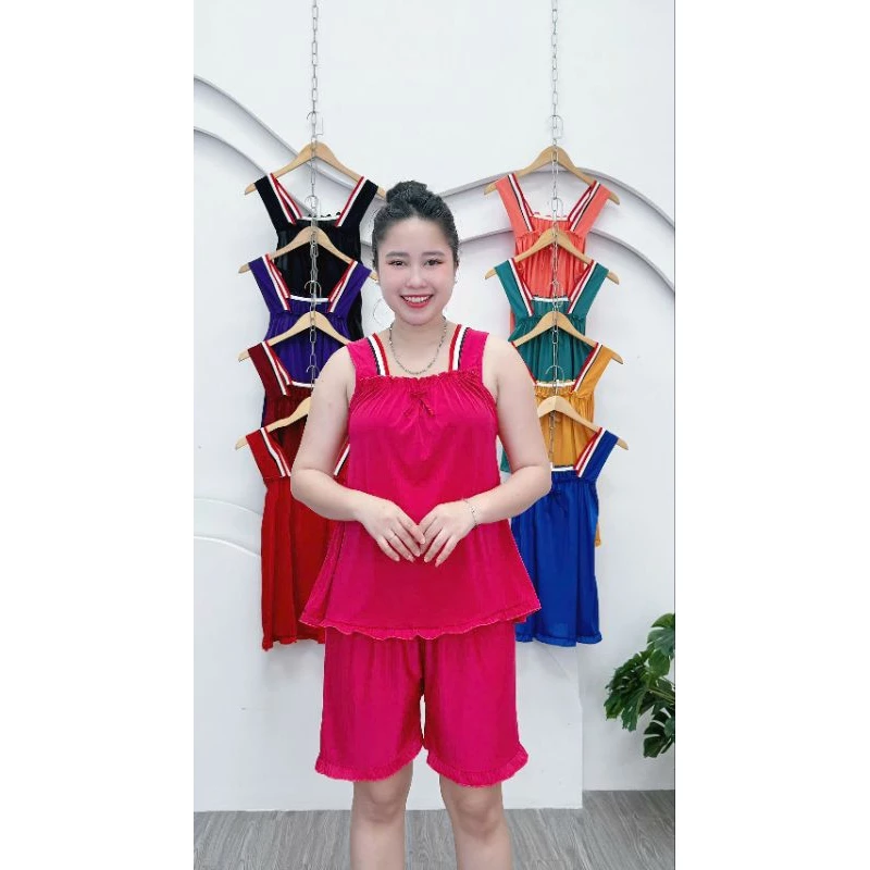 [Có size 45-100kg] Đồ bộ nữ, bộ thun lạnh đùi bản phối sọc