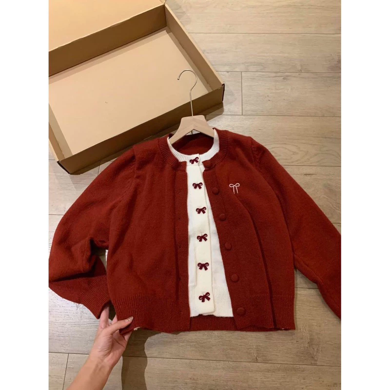 Áo Len Cardigan Đỏ Dễ Thương Dành Cho Nữ(sẵn)