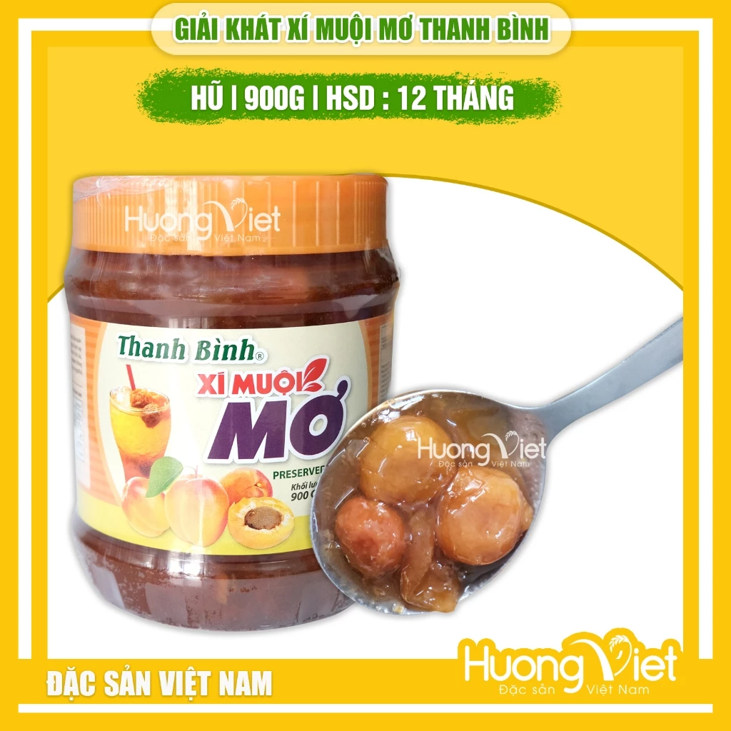 Mơ xí muội, nước giải khát xí muội mơ Thanh Bình hũ 900g thơm ngon, giải nhiệt mùa hè