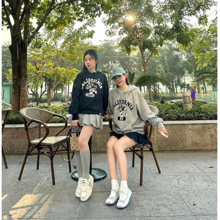 Áo Hoodie gấu Whoau California, áo zip dễ thương nam nữ mặc đều đẹp