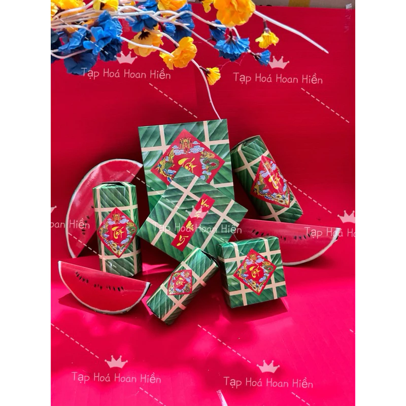 Set 3 món bánh chưng, bánh tét, dưa hấu 2025 decor trang trí tết các size