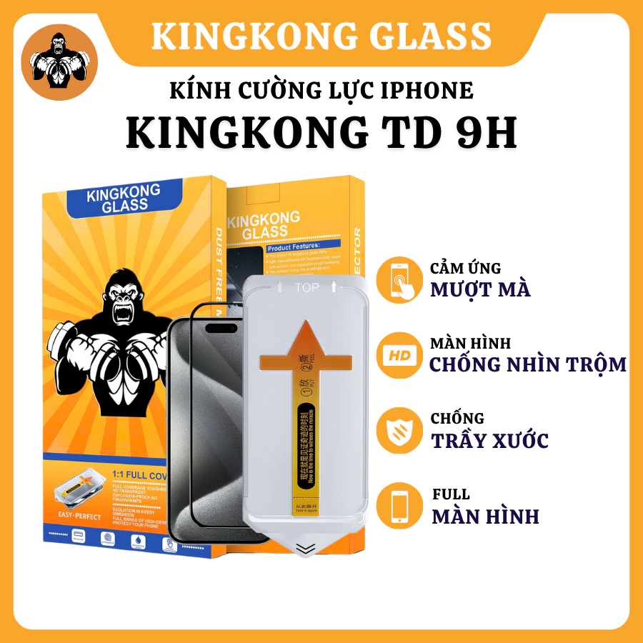 [ CHỐNG NHÌN TRỘM] Kính cường lực KINGKONG TD 9H, chống va đập, bảo vệ màn hình iphone X XS XSM 11 12 13 14 15 16 promax
