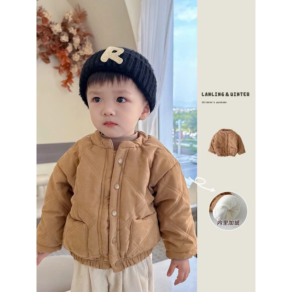 Áo khoác bomber bé trai, áo khoác phao lót lông cho bé phong cách Hàn quốc hàng QCCC size 0-3 tuổi