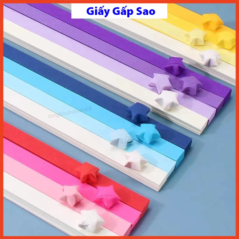 Giấy gấp sao 540 tờ dài 24cm, giấy origami nhiều màu dạ quang nhiều lựa chọn hàng đẹp