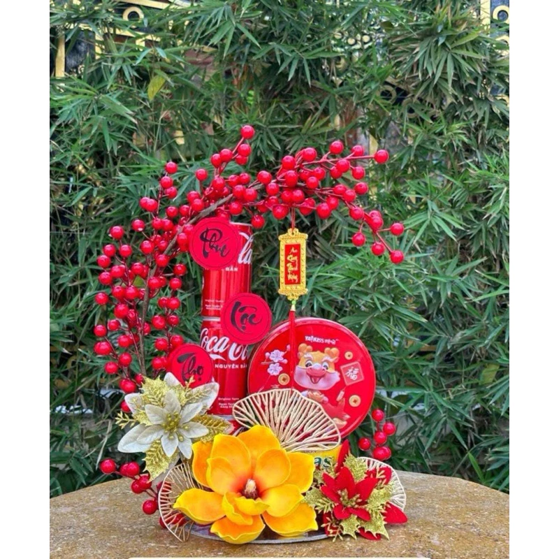 Set Đào đông vip trang trí tháp bánh, nước