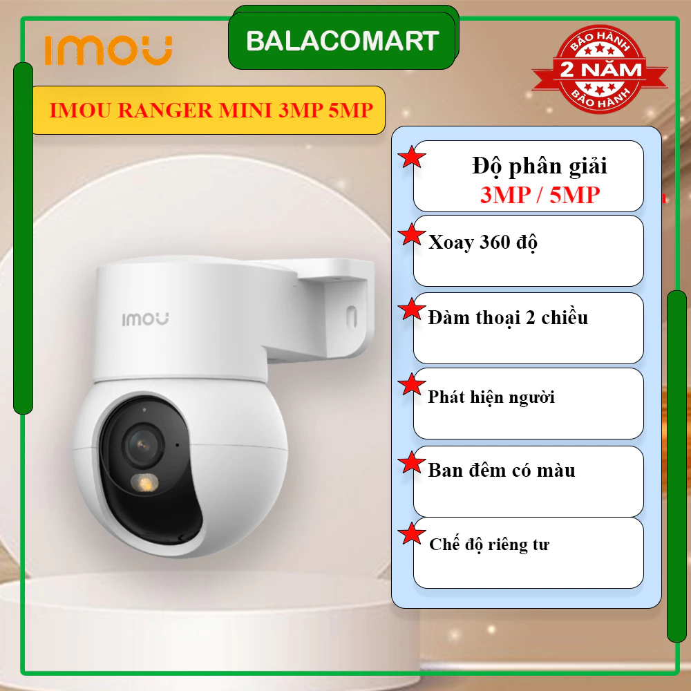 Camera IMOU Ranger Mini 3MP 5MP có màu ban đêm chính hãng bảo hành 2 năm
