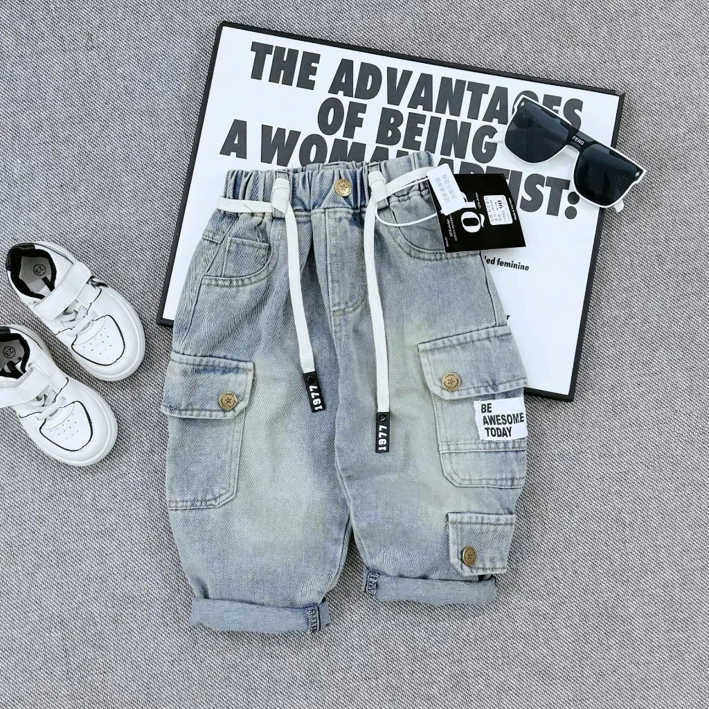 Quần Bò Dài Cho Bé Trai - Quần Jeans Túi Hộp Cho Bé Trai Tặng Dây Đai Cực Xịn Xò Chubby Store