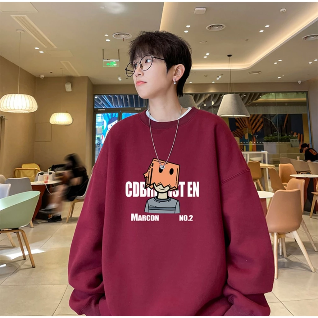 Áo Sweater form rộng - Maylinhshop - Áo chất liệu nỉ 2 da Thu Đông thích hợp đi dạo phố