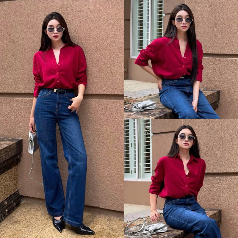 Áo somi vạt cao thấp linen Basic