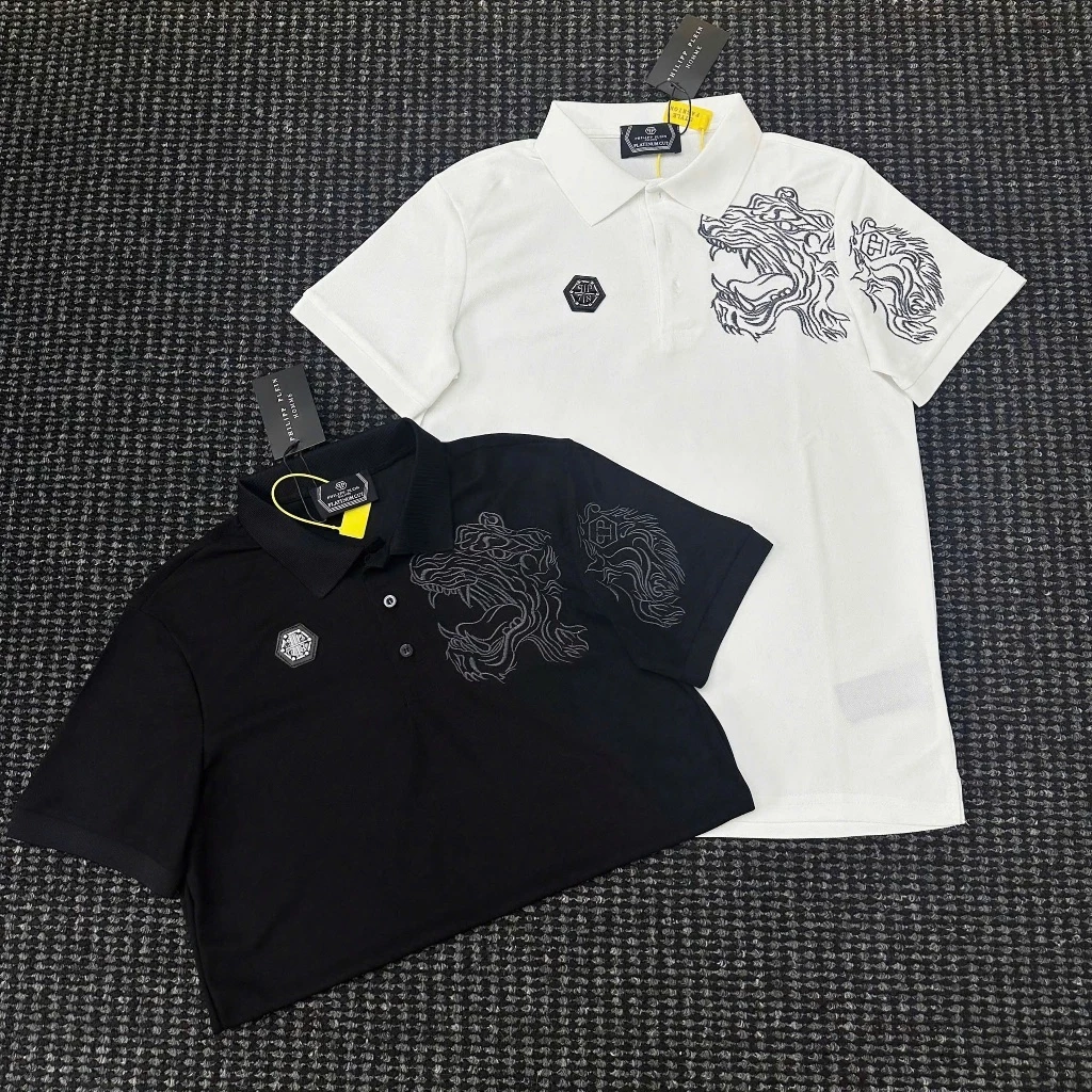 Áo Polo Nam Vai Thêu Hổ Philipp Plein logo Sắt Chất vải cotton cá sấu 2 màu hàngQC 2026