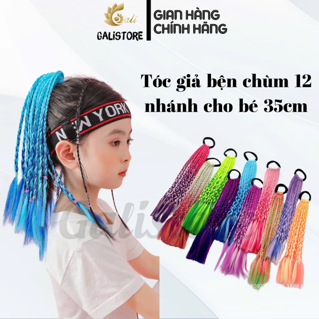 Tóc giả bện Chùm 12 sợi Cho Bé ( Giá 1 bên) 40cm nhiều màu thắt bính nhiều màu Galistore