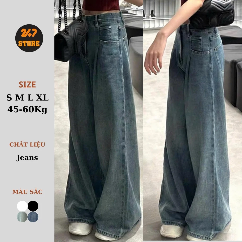 Quần Jean Ống Rộng 247Store Nhiều Màu Quần Bò Ống Suông Unisex Đi Học Đi Làm Back to School