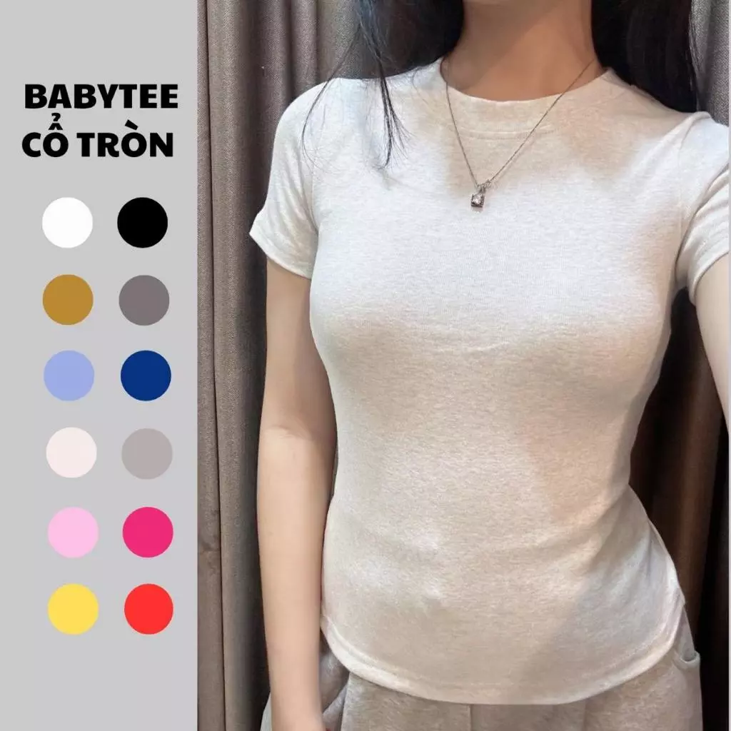 Áo Thun Babytee Trơn Cổ Tròn Nhiều Màu Chất Liệu Thun Bogen Cotton Cao Cấp Top Nữ Women