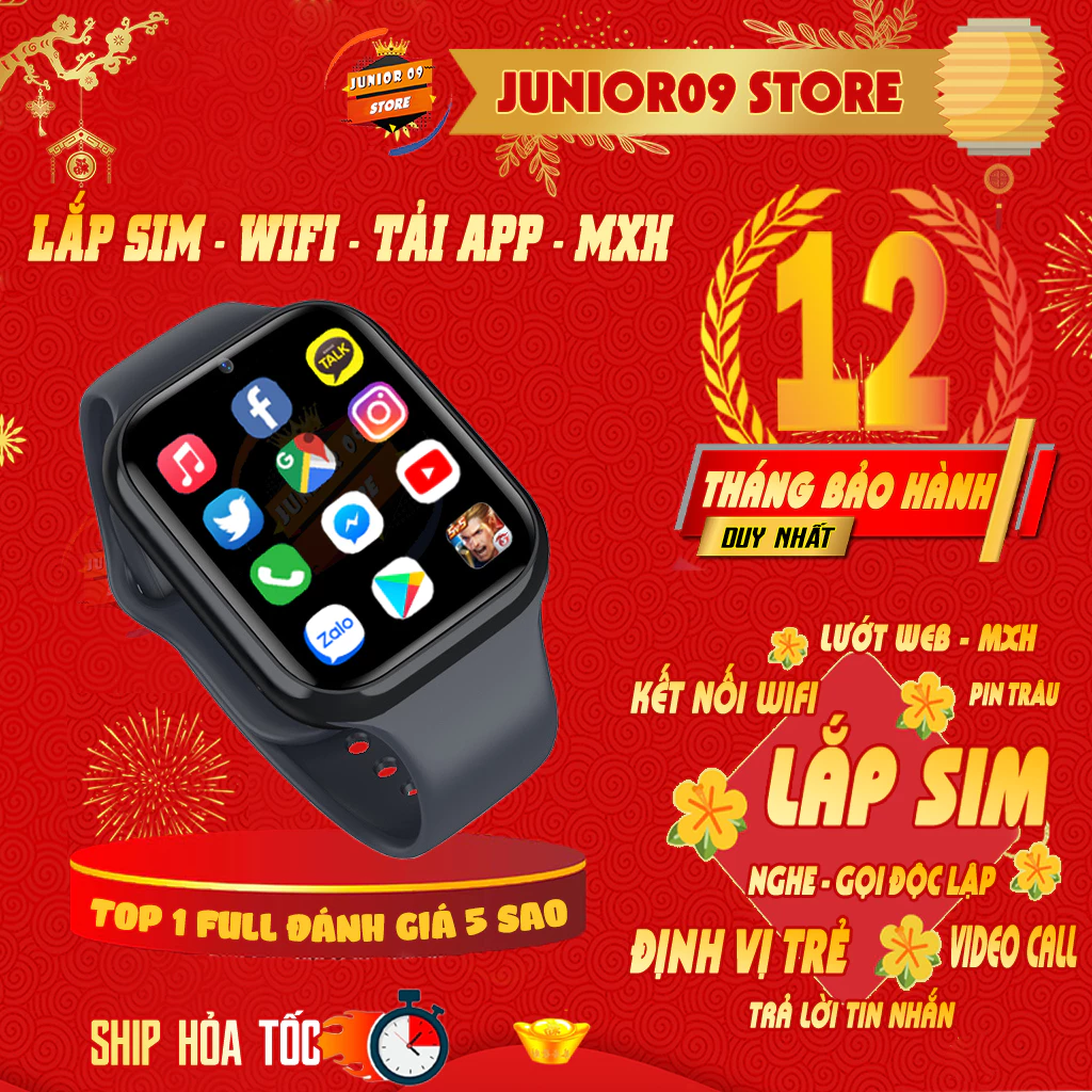 [ TẢI APP_MXH ] Đồng Hồ Thông Minh Trẻ Em JUNIOR09 WATCH 9 PREMIUM, Lắp SIM 4G, Định vị GPS, Kết nối Wifi, Lướt Web MXH