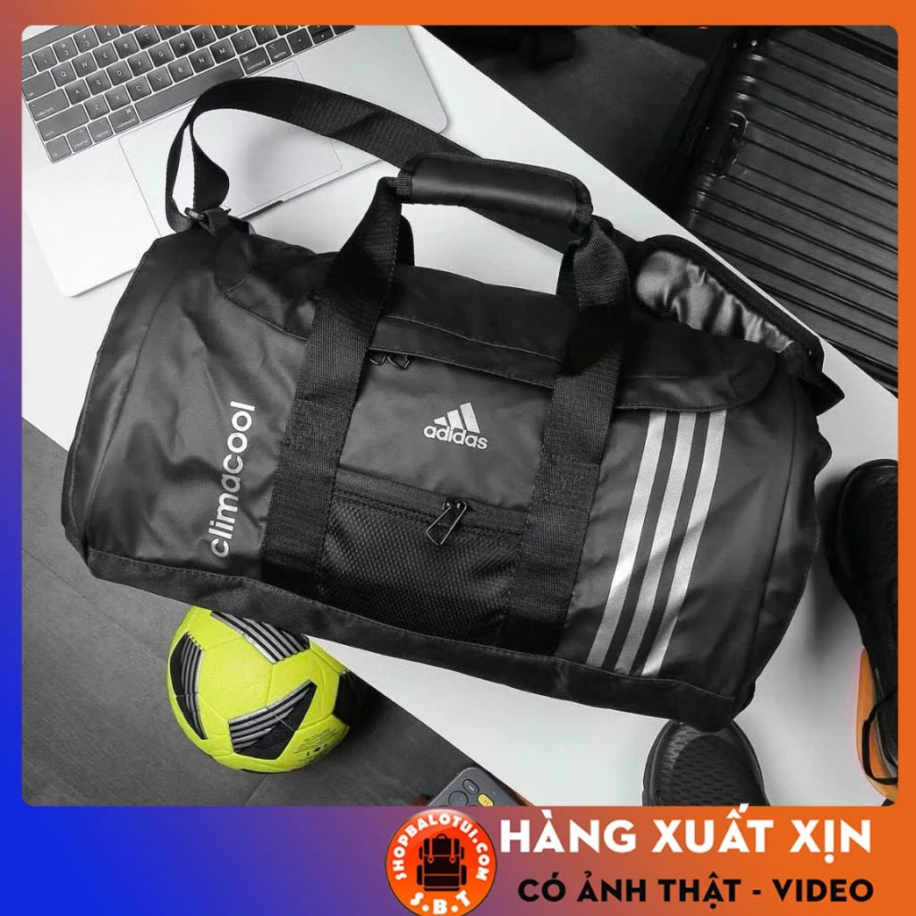 Túi thể thao Climacool Orange, Túi trống thể thao du lịch nam nữ tròn đựng đồ tập gym có ngăn đựng giày