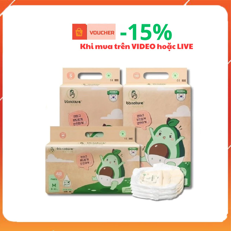 Tã Bỉm BB NATURE nội địa hàn đủ size NB60/S56/M52/M48/L44/XL40/XXL38