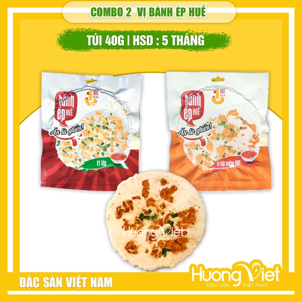 COMBO 2 Bánh ép HUẾ One Food vị hải sản tôm thịt TÚI 40G, thơm ngon giòn rụm, đặc sản Thuận An