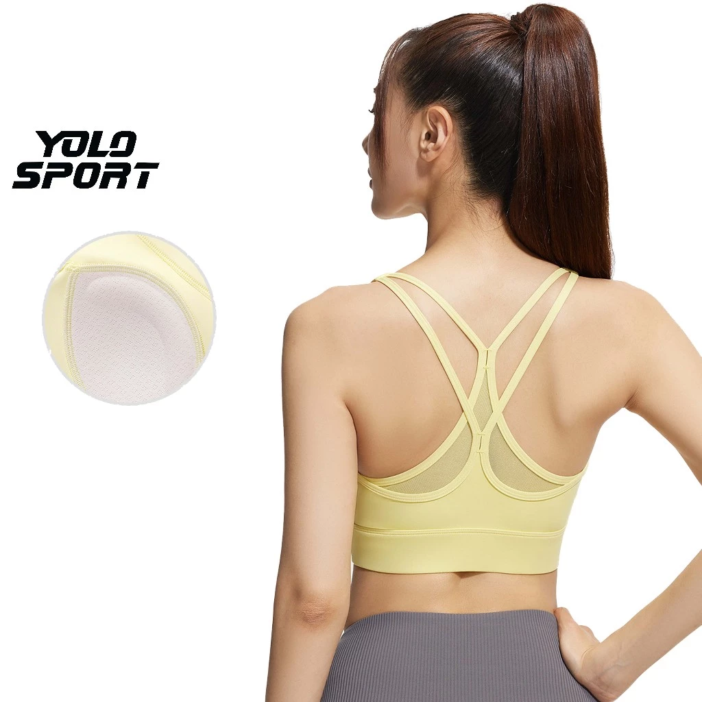 Áo Bra Thể Thao 2 Dây Mút Đúc May Liền Phối Lưới Nâng Đỡ Tập Luyện Thiết Kế Đan Chéo Đẹp Tiện Lợi Tập Gym Yoga Pilates