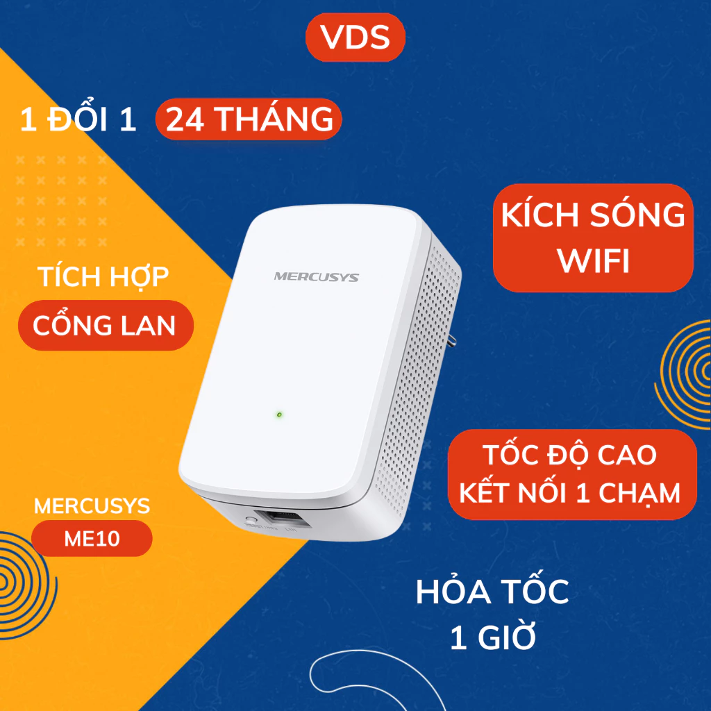 Bộ kích sóng wifi Mercusys ME10 Chuẩn N Tốc Độ 300Mbps- VDS SHOP