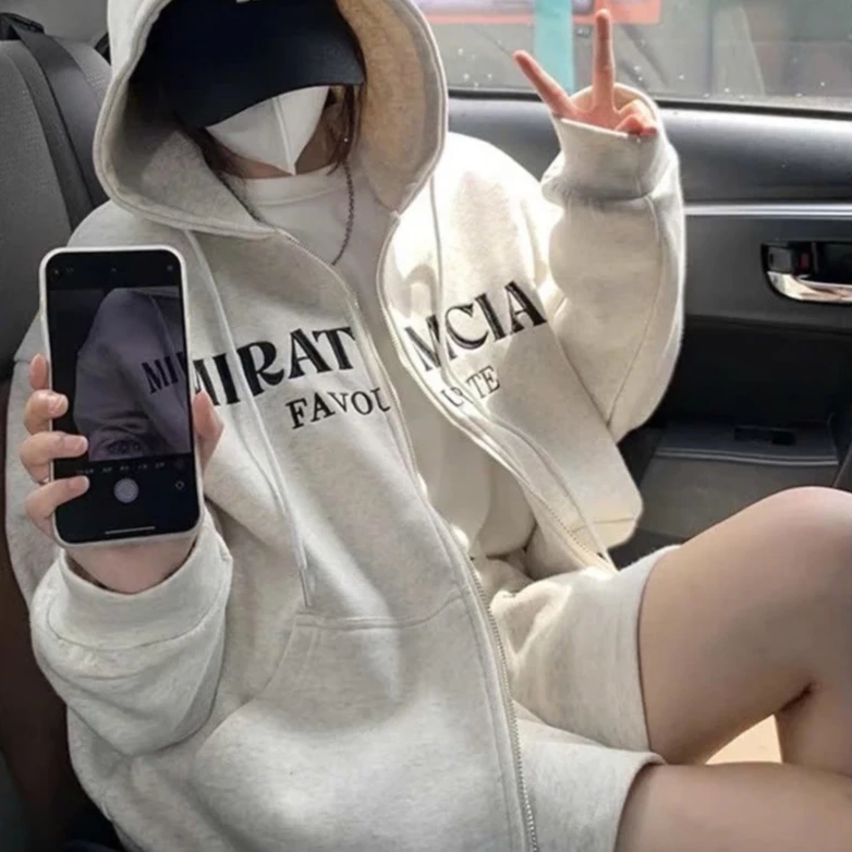 Áo khoác hoodie zip xám tiêu PHONG CÁCH HÀN QUỐC trẻ trung, họa tiết chữ MIRAT-MCIAR