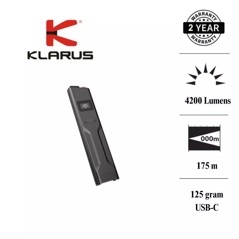 Đèn pin chiến thuật siêu mỏng KLARUS X1 FlatTac độ sáng 4200 lumen pin 2150mAh sạc USB C