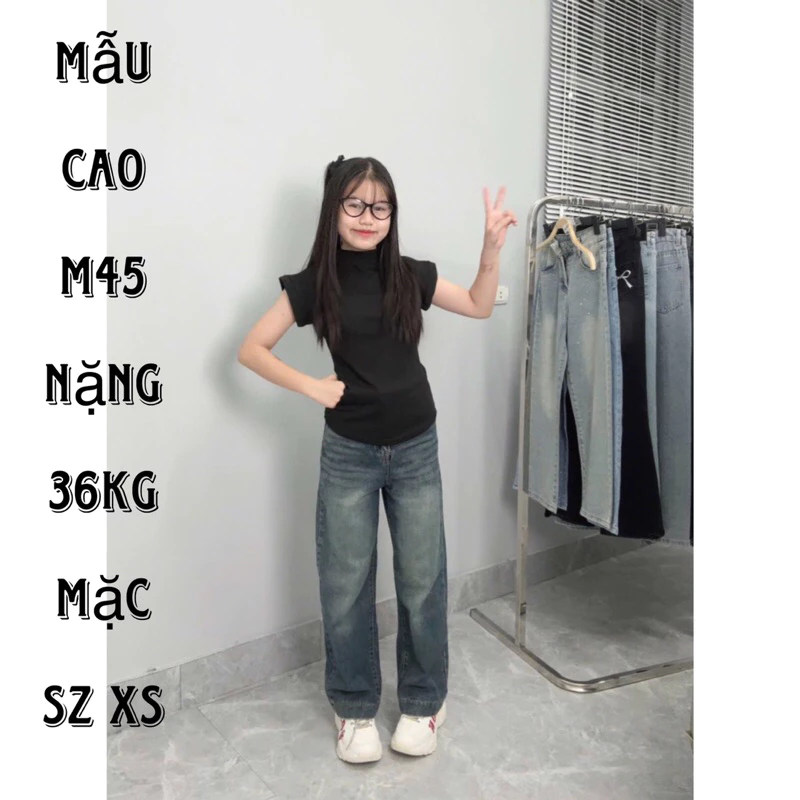 (SUÔNG NẤM LÙN ) QUẦN JEANS NỮ ỐNG SUÔNG TRƠN MÀU ĐẬM PHỐI RIA MEO GẤU nhỏ nhận đơn từ m43 (90-92cm)