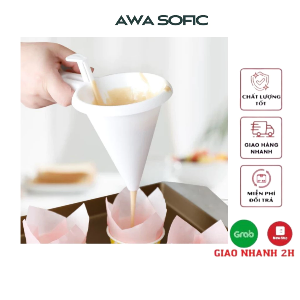 Phễu Nhựa Đa Năng Hỗ Trợ Điều Chỉnh Lượng Bột Làm Bánh - Dụng Cụ Đổ Bột Rót Socola