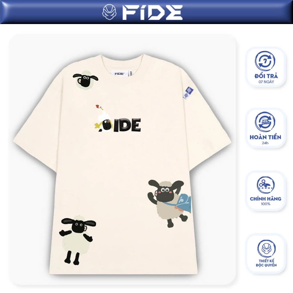 Áo thun FIDE Cừu shaun phông unisex nam nữ form rộng cổ tròn ulzzang SHAUN 03