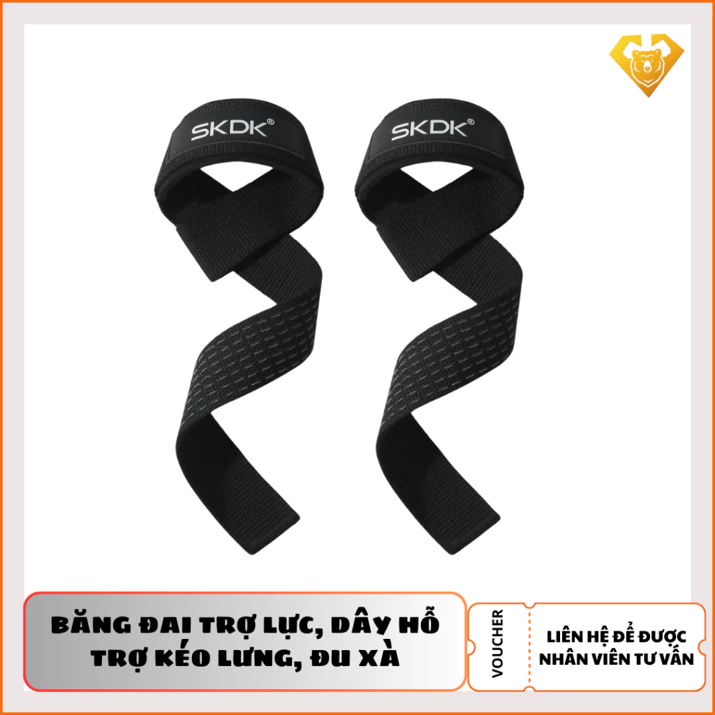 Bộ 2 Băng đai trợ lực, bảo vệ cổ tay khi nâng tạ, đu xà cho nam và nữ SKDK 792