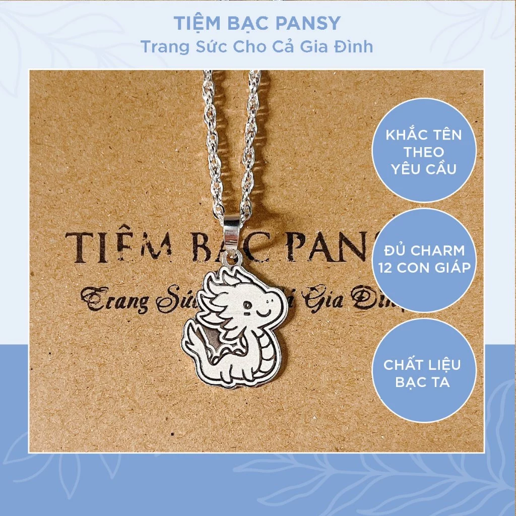 Dây chuyền bạc cho bé PANSY mặt 12 con giáp theo tuổi, vòng cổ trẻ em từ 3 tuổi trở lên bằng bạc ta